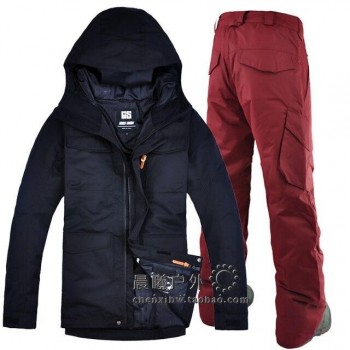 2019 GSOU SNOW Men Ski Suit Ski Clothing Trouser Snowboard Windproof Waterproof Outdoor Sport Wear Hooded Winter Suit Set Coat