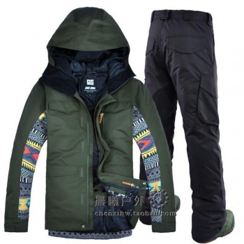 2019 GSOU SNOW Men Ski Suit Ski Clothing Trouser Snowboard Windproof Waterproof Outdoor Sport Wear Hooded Winter Suit Set Coat