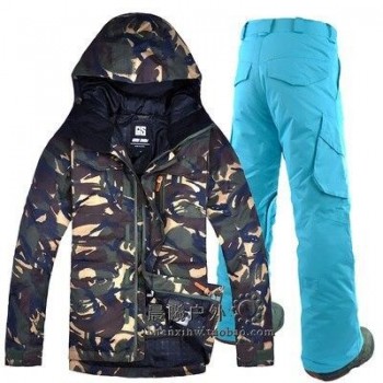 2019 GSOU SNOW Men Ski Suit Ski Clothing Trouser Snowboard Windproof Waterproof Outdoor Sport Wear Hooded Winter Suit Set Coat