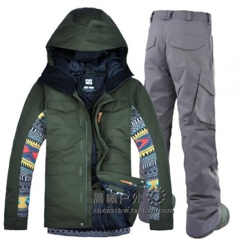 2019 GSOU SNOW Men Ski Suit Ski Clothing Trouser Snowboard Windproof Waterproof Outdoor Sport Wear Hooded Winter Suit Set Coat