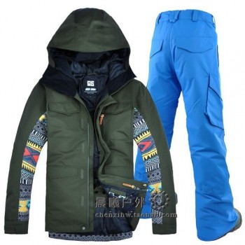 2019 GSOU SNOW Men Ski Suit Ski Clothing Trouser Snowboard Windproof Waterproof Outdoor Sport Wear Hooded Winter Suit Set Coat