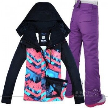 2019 GSOU SNOW Women Ski Suit Snowboard Jacket Pant Windproof Waterproof Outdoor Sport Wear Female Hooded Clothing Trouser New