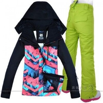 2019 GSOU SNOW Women Ski Suit Snowboard Jacket Pant Winter Clothing Trouser Super Warm Outdoor Sport Wear Female Suit Hooded Set