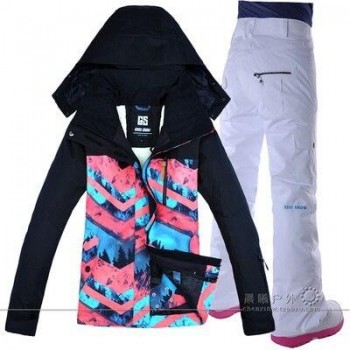 2019 GSOU SNOW Women Ski Suit Snowboard Jacket Pant Winter Clothing Trouser Super Warm Outdoor Sport Wear Female Suit Hooded Set