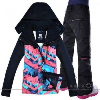 2019 GSOU SNOW Women Ski Suit Snowboard Jacket Pant Winter Clothing Trouser Super Warm Outdoor Sport Wear Female Suit Hooded Set