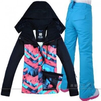 2019 GSOU SNOW Women Ski Suit Snowboard Jacket Pant Winter Clothing Trouser Super Warm Outdoor Sport Wear Female Suit Hooded Set