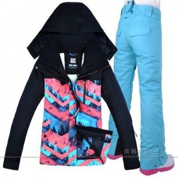2019 GSOU SNOW Women Ski Suit Snowboard Jacket Pant Winter Clothing Trouser Super Warm Outdoor Sport Wear Female Suit Hooded Set
