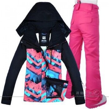 2019 GSOU SNOW Women Ski Suit Snowboard Jacket Pant Winter Clothing Trouser Super Warm Outdoor Sport Wear Female Suit Hooded Set