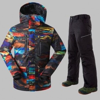 GSOU SNOW Men Ski Suit Snowboard Jacket Pant Windproof Waterproof Outdoor Sport Wear Super Warm Skiing Clothing Trouser Suit New