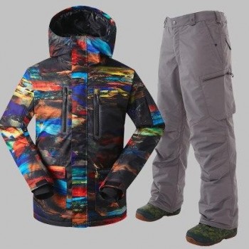 GSOU SNOW Men Ski Suit Snowboard Jacket Pant Windproof Waterproof Outdoor Sport Wear Super Warm Skiing Clothing Trouser Suit New