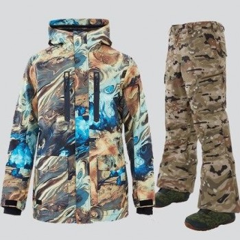 GSOU SNOW Men Ski Suit Snowboard Jacket Pant Windproof Waterproof Outdoor Sport Wear Super Warm Skiing Clothing Trouser Suit New