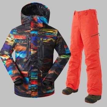 GSOU SNOW Men Ski Suit Snowboard Jacket Pant Windproof Waterproof Outdoor Sport Wear Super Warm Skiing Clothing Trouser Suit New