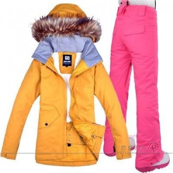 GSOU SNOW Women Ski Suit Snowboard Jacket Pant Super Warm Winter Suit Windproof Waterproof Outdoor Sport Wear Female Suit